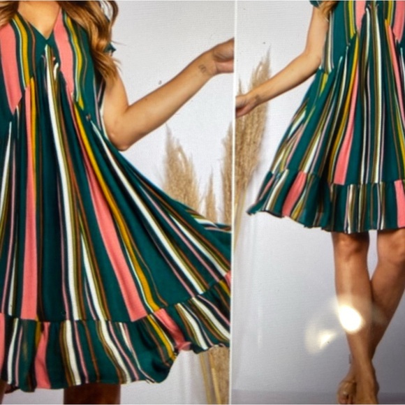 NEW! Ces Femme Size L Striped Dress! - Picture 2 of 9